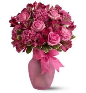 VASE OF FLWERS CANADA PINK ROSES